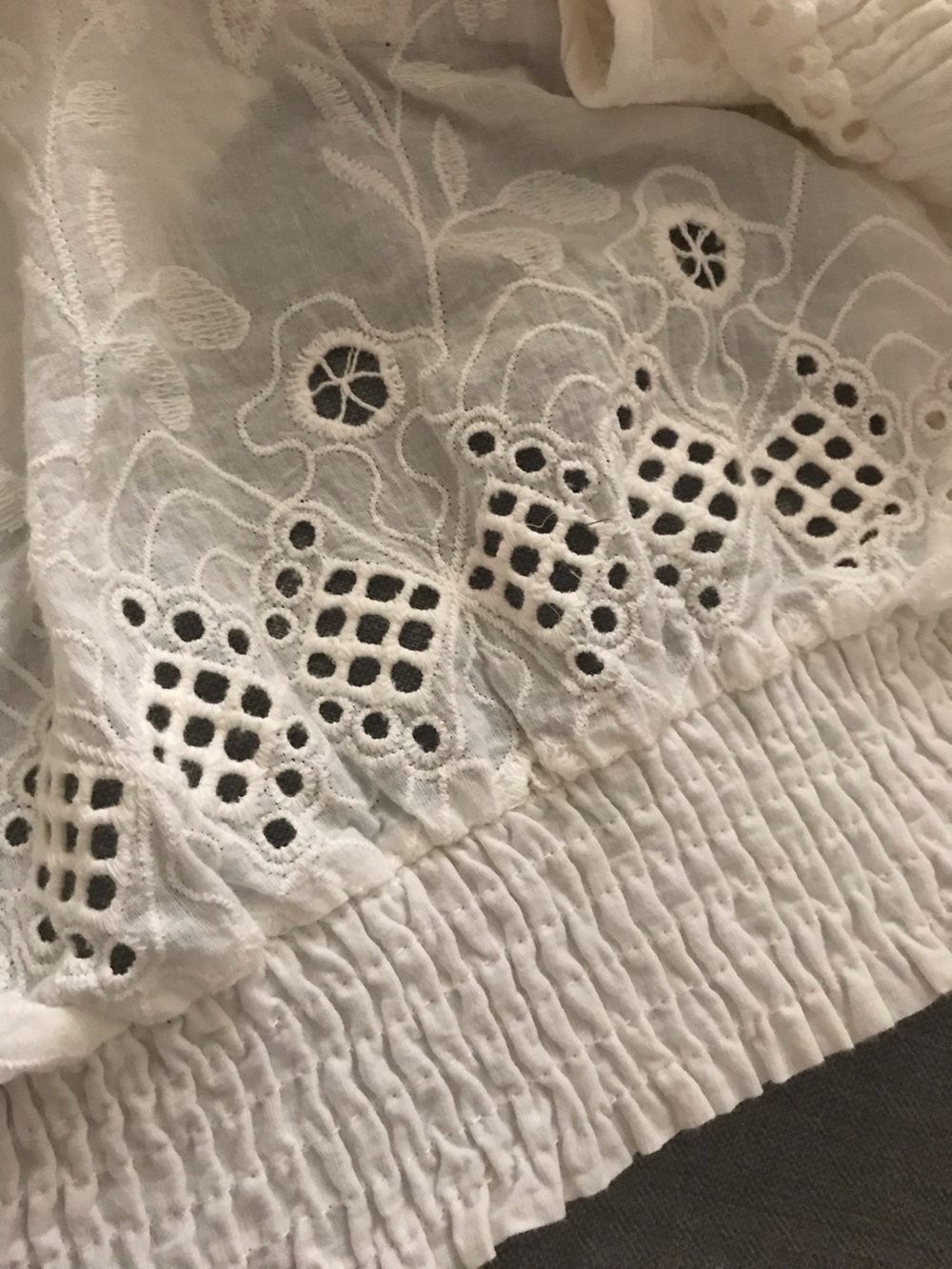 White Ruffled Eyelet Crop Top - Picture 5 of 8